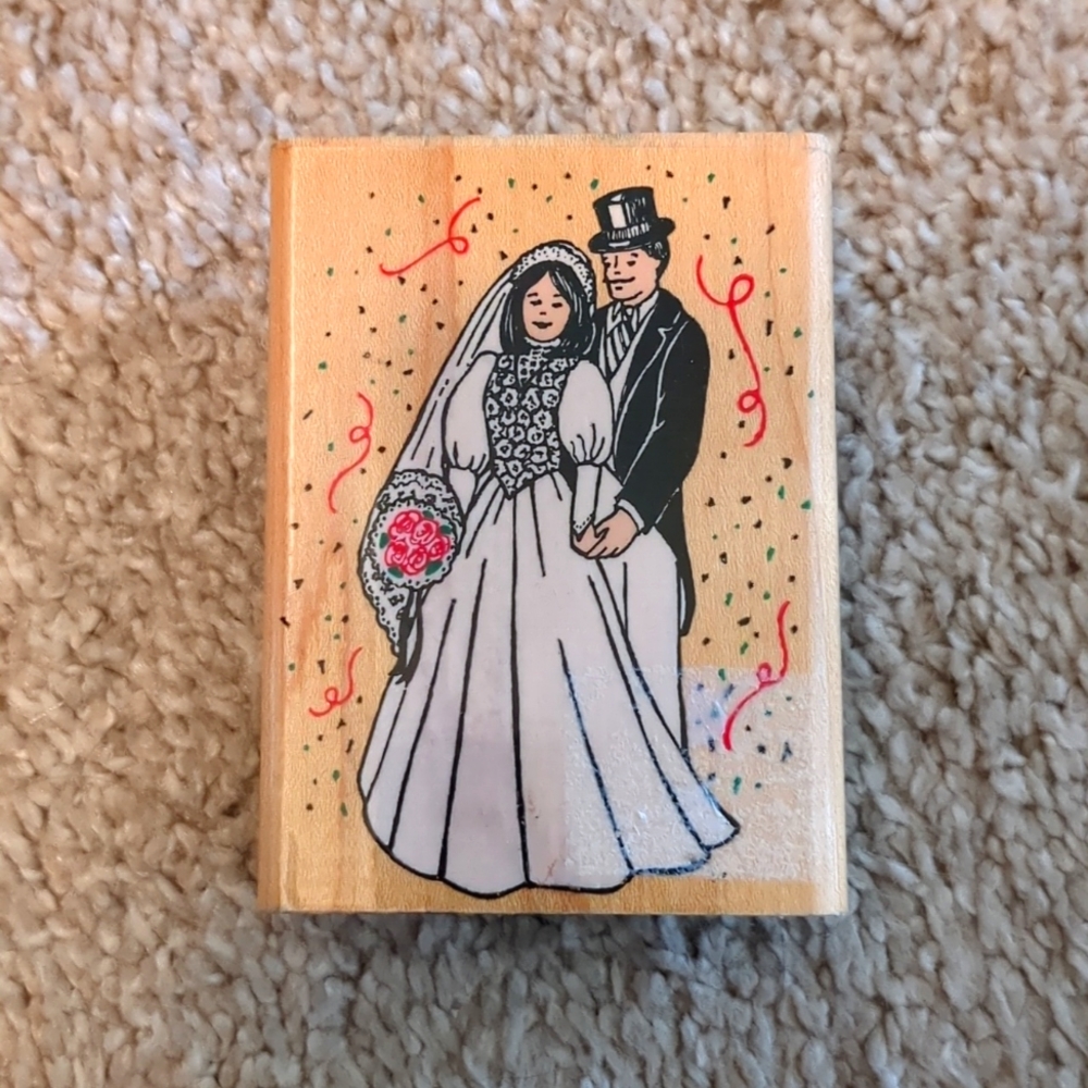 Bride & Groom Wedding Rubber Stamp